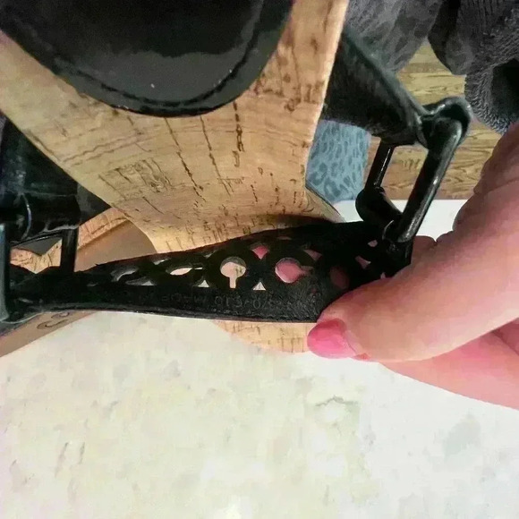 COACH Lattice Black Cut-Out Logo Wedges Size 8 - Picture 3 of 4